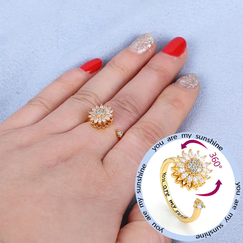 bague anti-stress rotatif pour femme en acier inoxydable