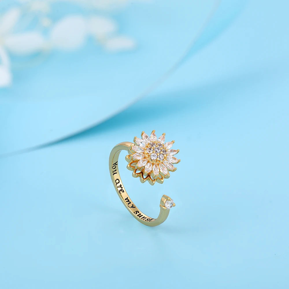 bague anti-stress rotatif pour femme en acier inoxydable